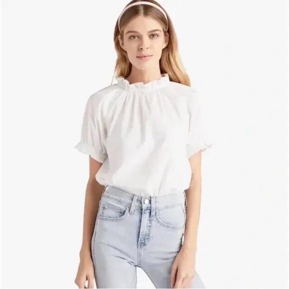 Hill House Kit Top White Cotton Poplin Size XS Preppy - Picture 1 of 6
